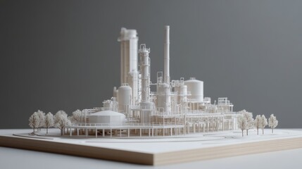 Oil plant model. Industrial concept background