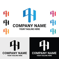 Obraz premium Abstract initial QH letter monogram logo design template