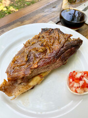 porcion de corte de carne vacio a la parrilla tipico plato argentino