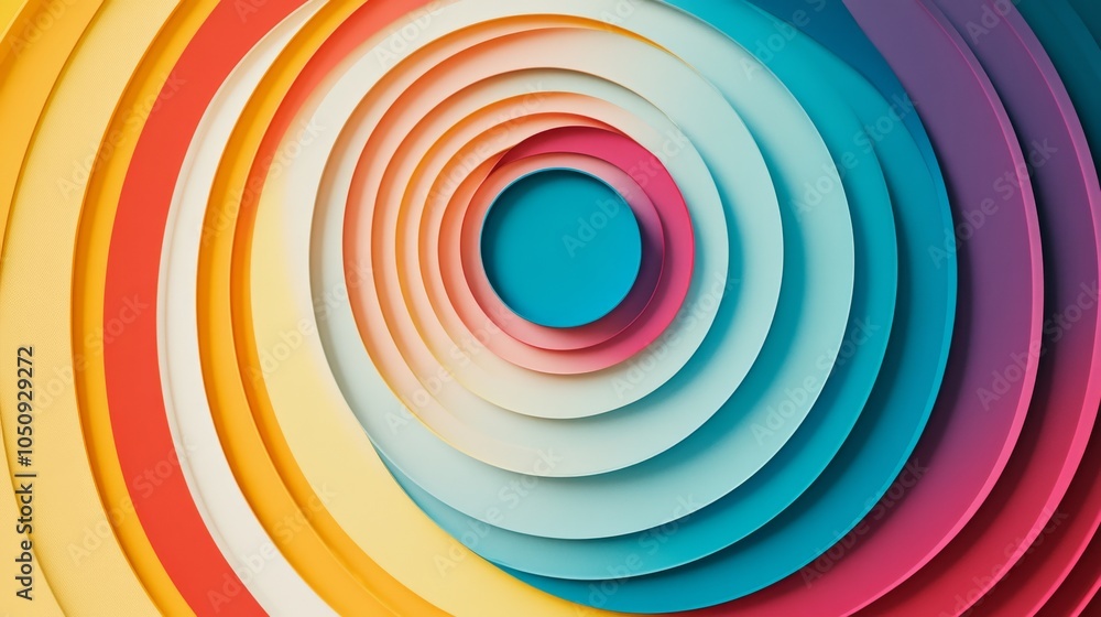 Poster An abstract image of a series of multi-colored concentric circles expanding outward from a central point, Representing the spreading impact and inclusivity of embracing diverse viewpoints