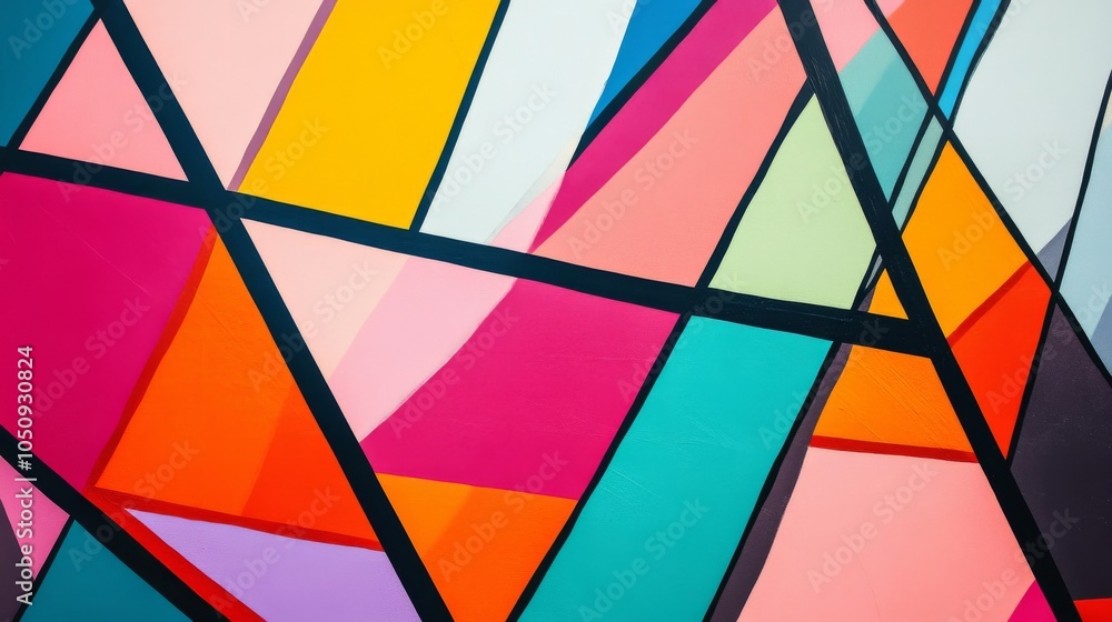 Poster An abstract pattern of intersecting lines in vibrant shades against a plain background, Representing intersectionality and diversity, photography style