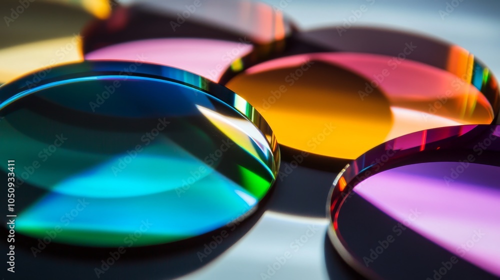 Poster An abstract representation of diverse perspectives, featuring a series of overlapping, colorful lenses creating a spectrum of light
