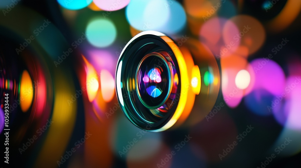 Aufkleber An abstract representation of diverse perspectives, featuring a series of overlapping, colorful lenses creating a spectrum of light