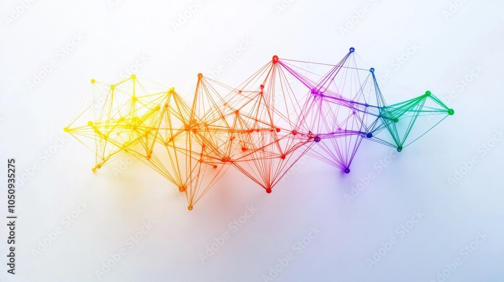 Poster An abstract representation of unity, showing a spectrum of interconnected geometric shapes forming a cohesive whole, Symbolizing the strength found in diverse elements coming together