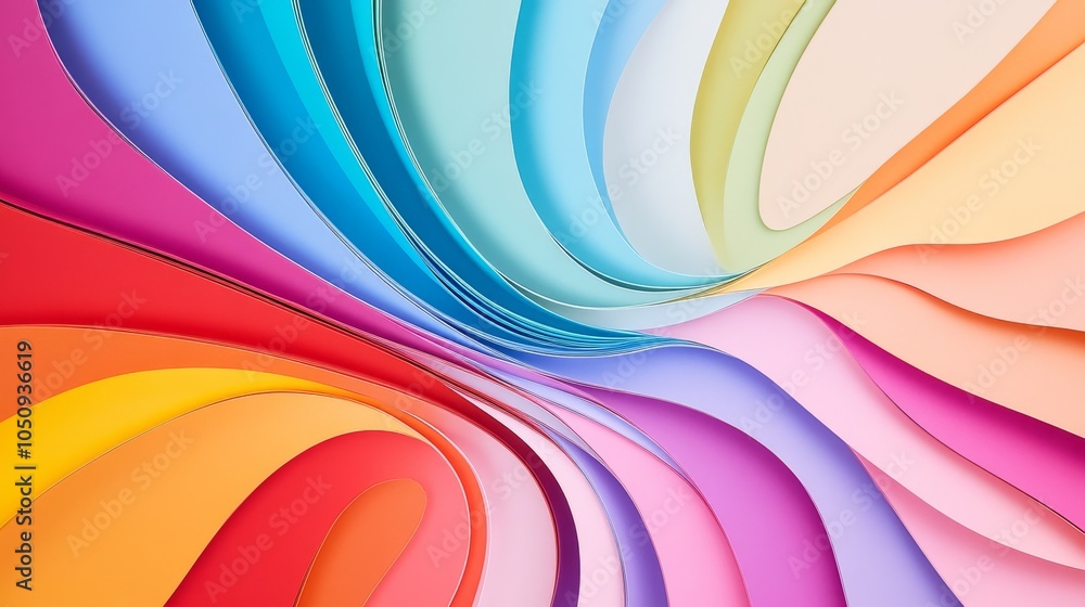 Aufkleber An array of colorful waves radiating from a central point, symbolizing the ripple effect of equitable opportunities and inclusive practices, minimalist style