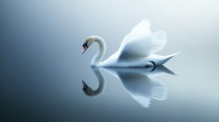 Solitary Swan Reflecting on Tranquil Waters