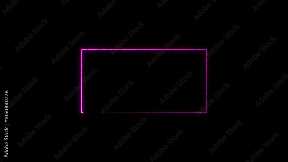 Poster neon rectangle border .blue and pink neon rectangle frame. black background 4k animation. mation of 