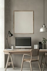 Creative deks scene for web design agency promotion. modern clean responsive web site promotion on different devices. designer studio desk front view.