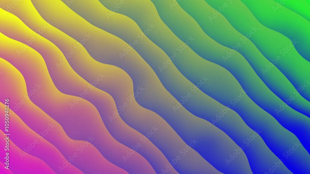 Poster gradient waves flow abstract 3d background. seamless loop animation 4k video. liquid metal looped ab