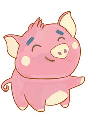 Illustration of a cute pig on white background. Children's cartoon character