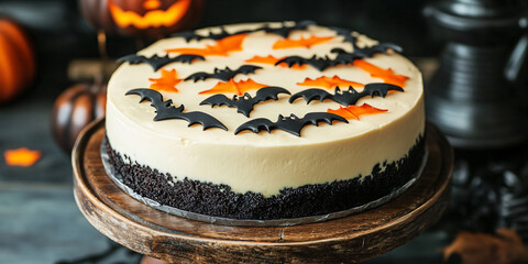 cake or mussfin with halloween bats decoration