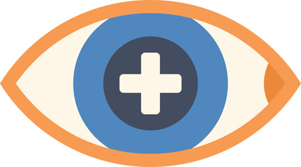 Obraz premium Stylized human eye focusing on add button with plus sign inside, concept for adding new contact, friend or follower