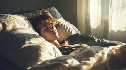 A person struggling to get out of bed with visible fatigue and lack of motivation indicating chronic fatigue syndrome