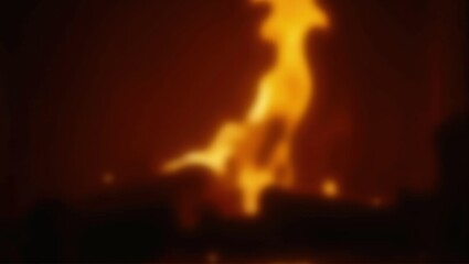 Blurred photograph of flames, warm color palette, abstract and intense, evoking heat and energy. Generative, AI.