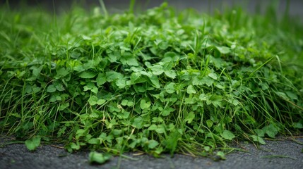 Close-up of overgrown grass covering the ground and crowding small plants creating a messy appearance