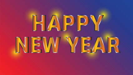 Happy new year in golden color with very attractive luxury look and red blue gradient background