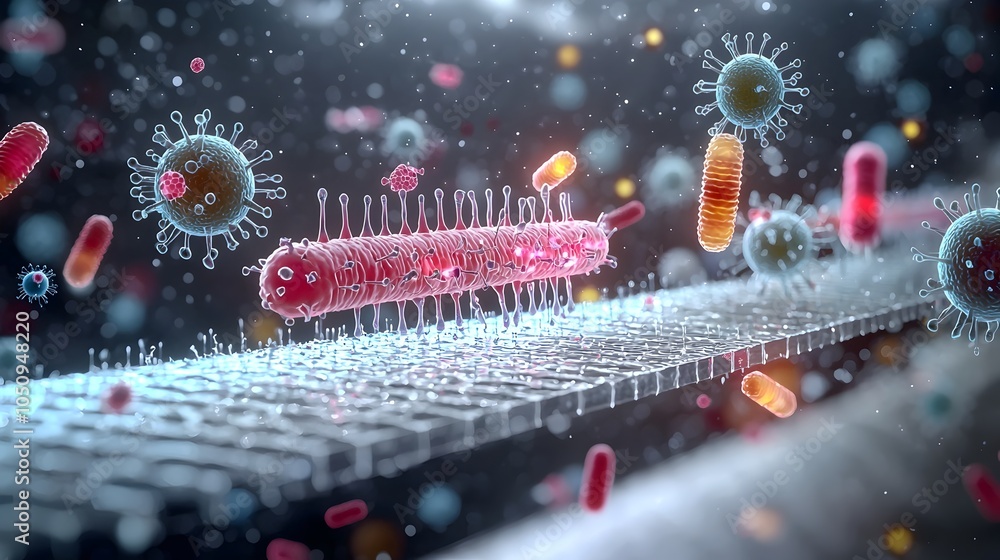 Aufkleber detailed close up of vibrant cellular membranes and glowing organic structures showcasing the intric