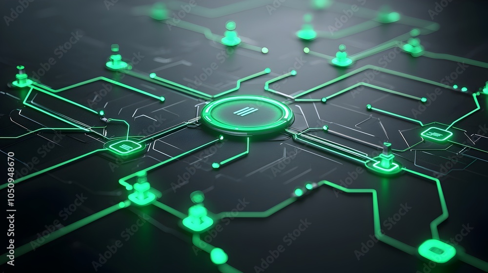 Poster Sleek 3D rendering of a geometric polygon map with glowing nodes and interactive lines symbolizing the interconnectedness and technological advancement driving global innovation and progress
