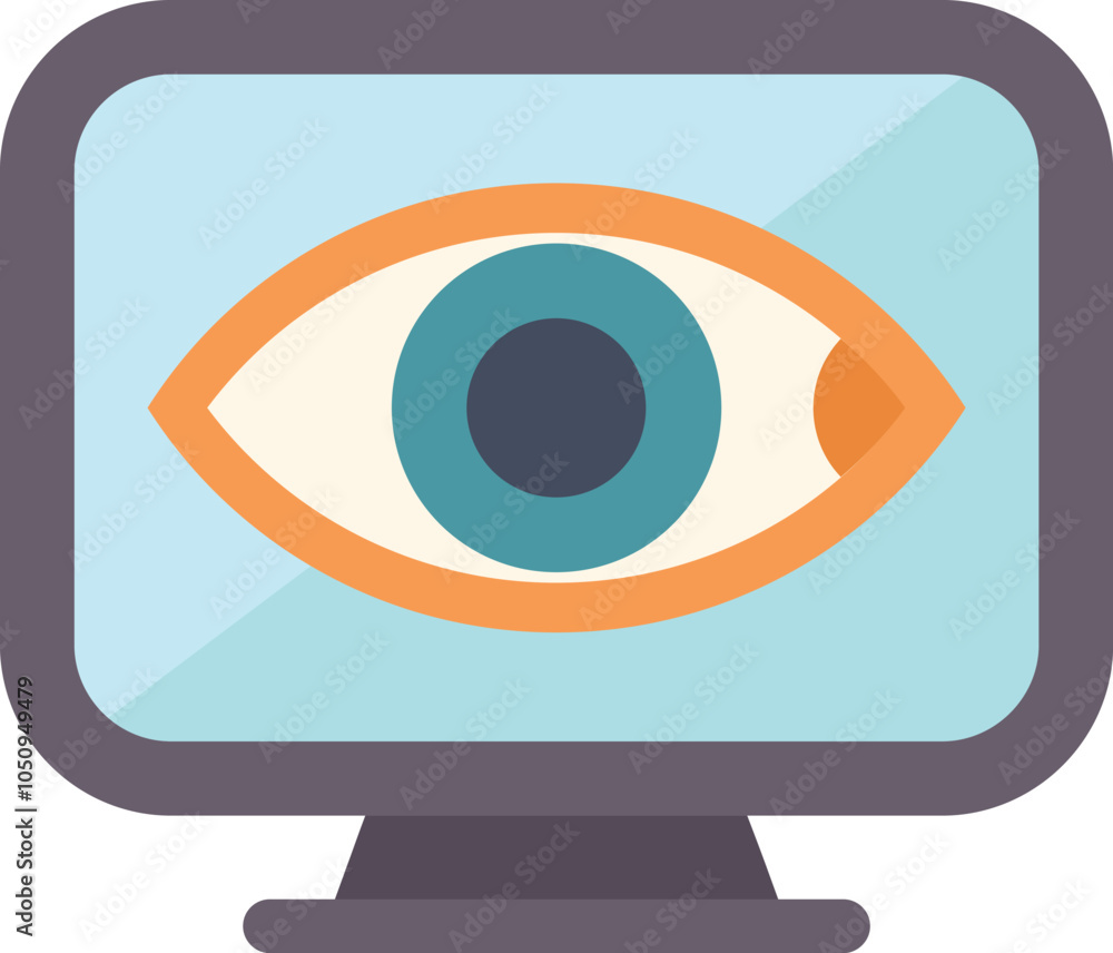 Poster computer monitor is displaying a large eye, symbolizing online surveillance and data privacy concern