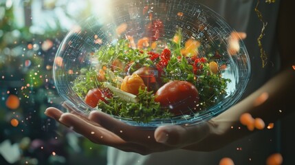AI-powered food scanner analyzing a plate for nutritional content
