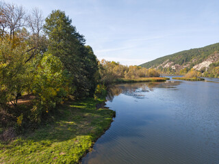Obraz premium Autumn Landscape of Pancharevo lake, Bulgaria