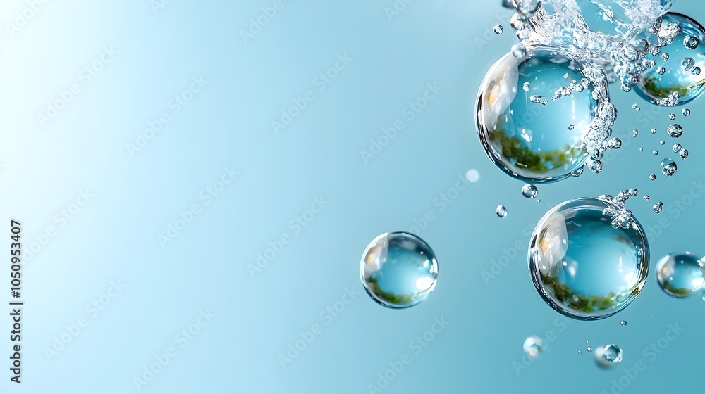 Leinwandbilder enchanting underwater bubble wallpaper with soft gradient blue background creating a serene and imme