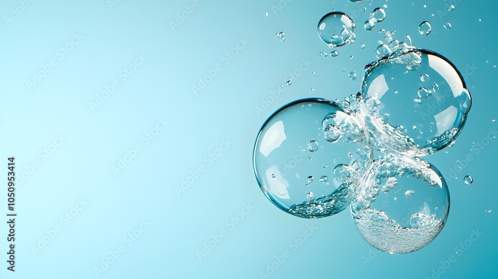Poster serene and immersive underwater bubble wallpaper with soft gradient blue background creates a calmin