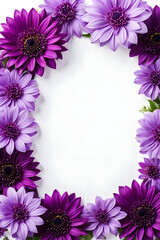 Fototapeta premium Purple flowers border frame copy space area