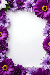 Fototapeta premium Purple flowers border frame copy space area