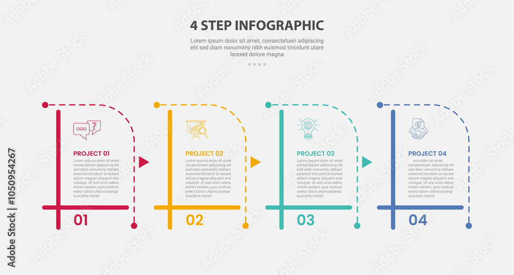 Aufkleber 4 points template infographic outline style with 4 point step template with creative table box with 