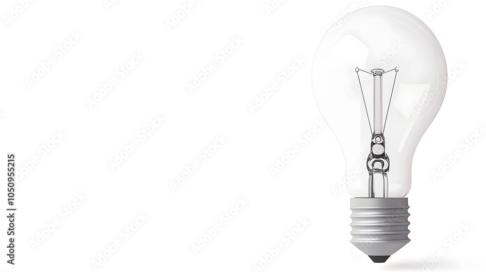 Poster Bright and Minimalist 3D Rendered Lightbulb with Clean Lines and Sharp Details in a White Backdrop Environment Perfect for Branding and Creative Concepts