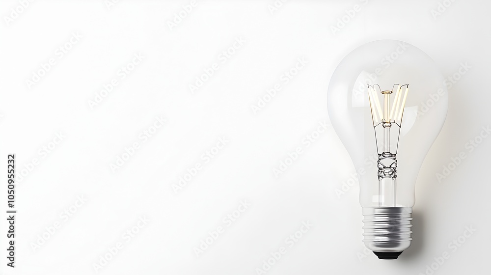 Aufkleber 3D rendered image of a classic timeless lightbulb against a clean bright white background designed with an empty space on the right side creating the perfect canvas for text overlays graphics