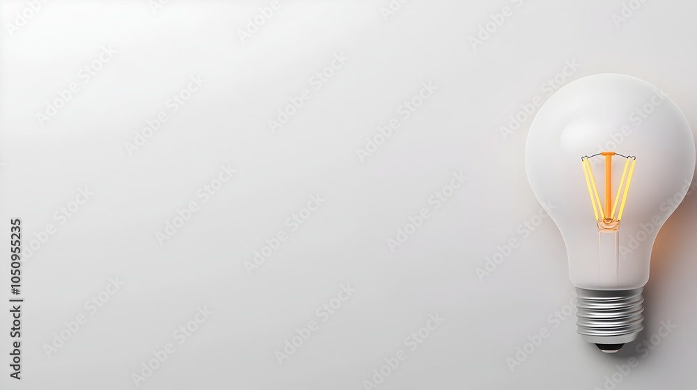 Poster 3d rendering of a classic elegant lightbulb against a clean white background with ample empty space 
