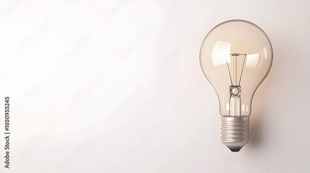 Poster Crisp and Modern 3D Rendering of a Classic Lightbulb Design Against a Pristine White Background Leaving Ample Empty Space for Text Overlays and Graphic Design Elements