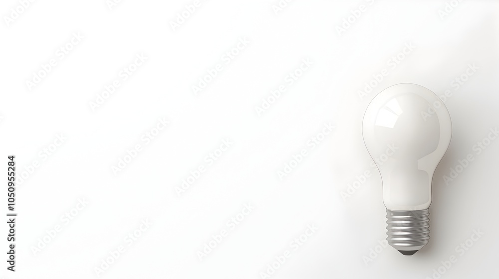 Poster 3D Rendering of a Single Illuminating Lightbulb Placed on a Minimalist White Background Showcasing Sharp Details and Lighting for Innovative Concepts and Ideas