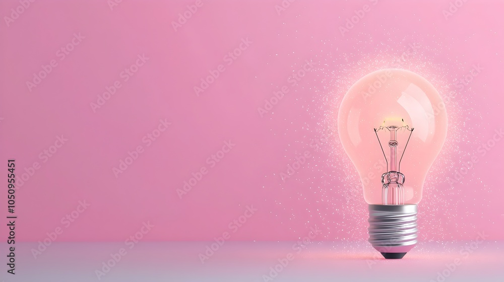 Leinwandbilder glowing radiant lightbulb emitting soft soothing light on a pastel gradient background surrounded by