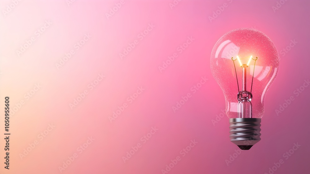 Poster ethereal glowing lightbulb amid a hazy misty environment with shimmering sparkles creating a soft gr