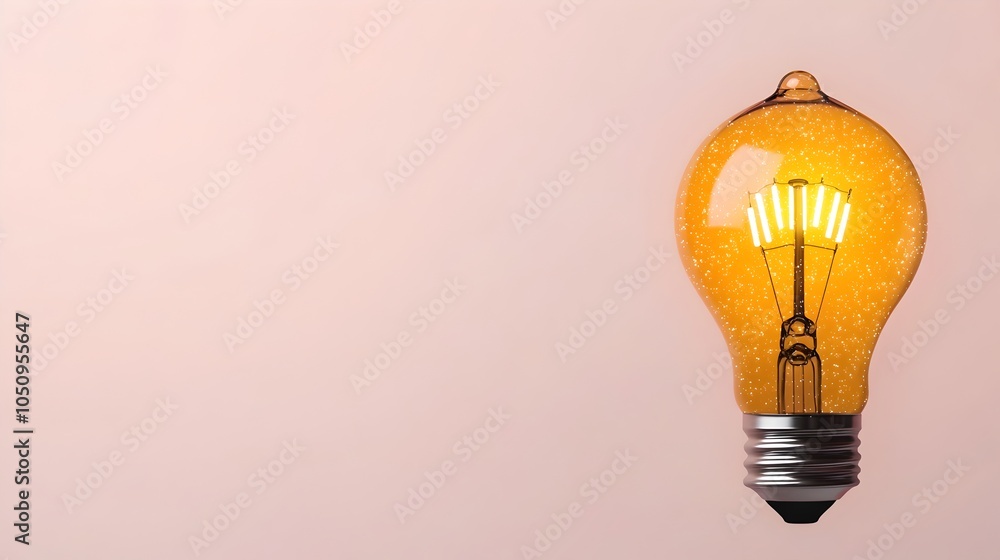 Leinwandbilder radiant glowing lightbulb shining brightly in a serene misty atmosphere with subtle sparkling effect