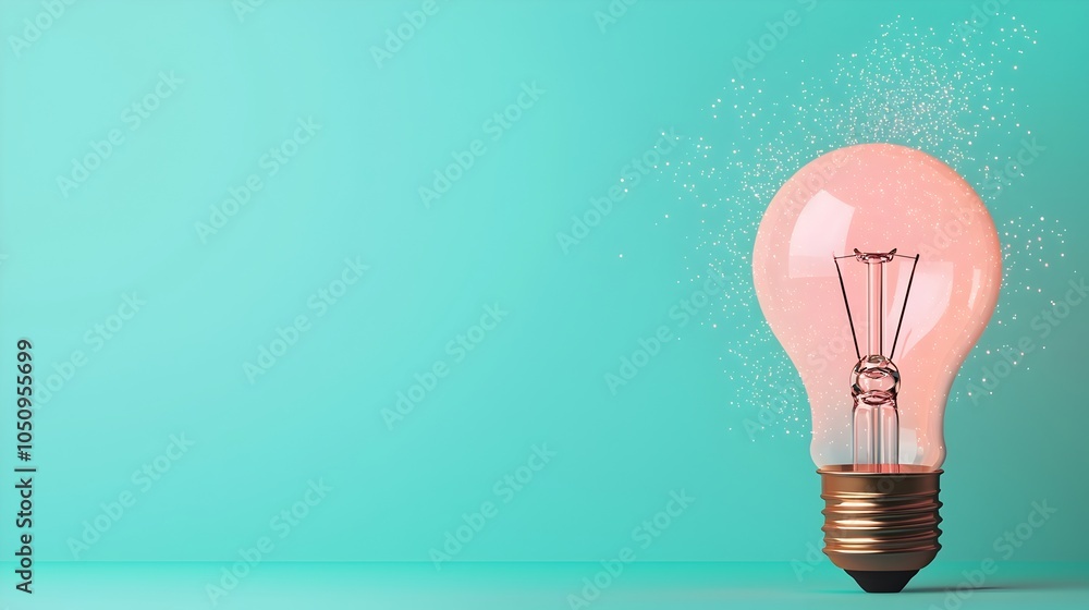 Aufkleber glowing lightbulb with magical sparkles floating in a misty atmospheric setting against a captivatin