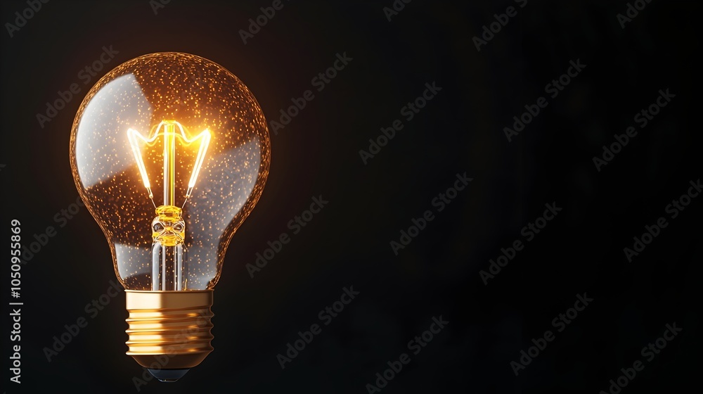 Aufkleber Shining 3D Rendered Lightbulb with Warm Bokeh Effect on a Dark Background Symbolizing Creative Energy Bright Ideas and Innovative Concepts