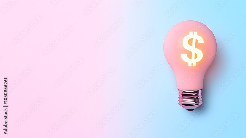 Leinwandbilder 3D rendering of a glowing dollar sign hologram floating beside an illuminated lightbulb symbolizing financial success business innovation and new ideas for growth and prosperity