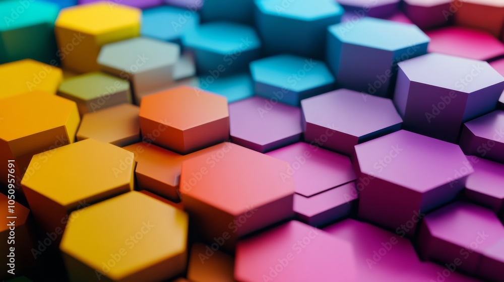 Aufkleber colorful concentric hexagons expanding outward, symbolizing the expanding influence of inclusive pra