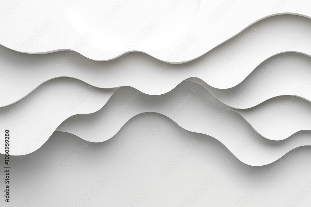 Poster elegant white textured background with soft, flowing waves creating serene and minimalist aesthetic.
