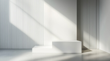Fototapeta premium white stand for displaying product , Podium for modern branding visuals presentation , white background