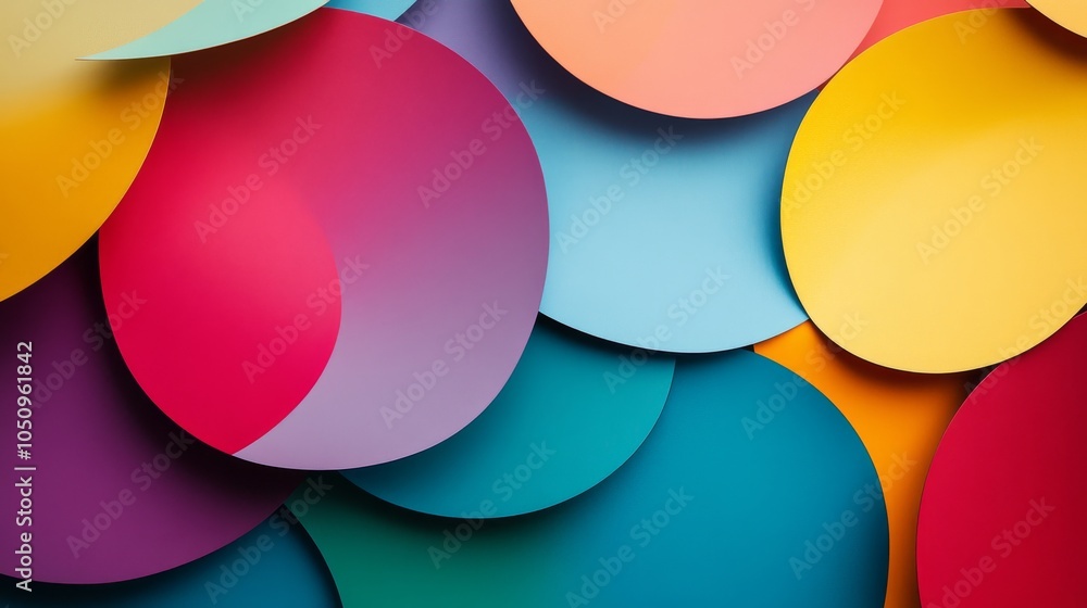 Poster embracing diversity through abstract shapes in vibrant hues, symbolizing unity and harmony, photogra