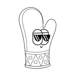 Doodle cute character illustration oven gloves sticker outline