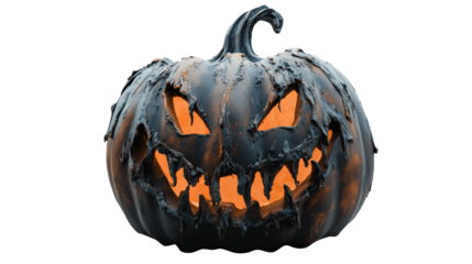 A Spooktacular Halloween Pumpkin isolated on transparent background	
