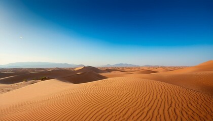 A vast desert view with clear blue sky during the day.

