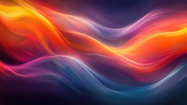 A colorful wave with orange and blue colors. The colors are vibrant and the wave is long. The image has a dynamic and energetic feel to it