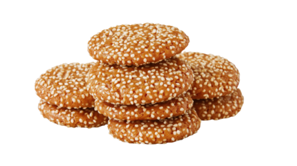  Sesame Cookies isolated on transparent background	
